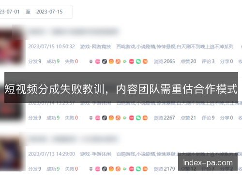 短视频分成失败教训，内容团队需重估合作模式